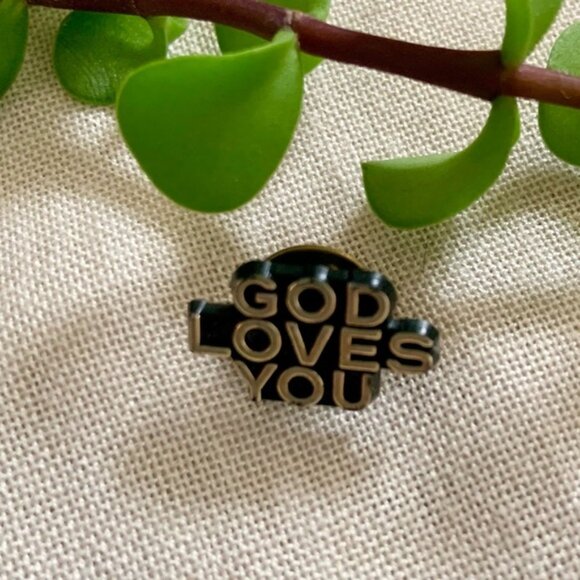 Vintage God Loves You Lapel Pin - Picture 1 of 3